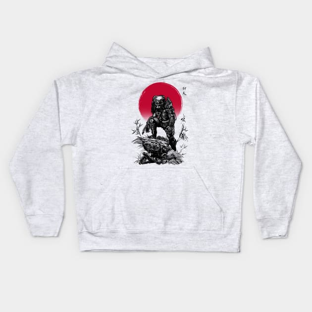 Red sun hunter Kids Hoodie by ddjvigo